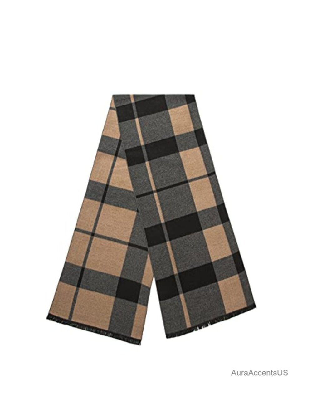 Men's Merino Wool Tartan Check Scarf, Lightweight Winter Classic with Gift Box